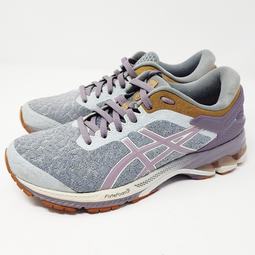 ASICS Women's GEL-KAYANO 26 Glacier Grey/Lavender Grey Running Shoes Size 8.5